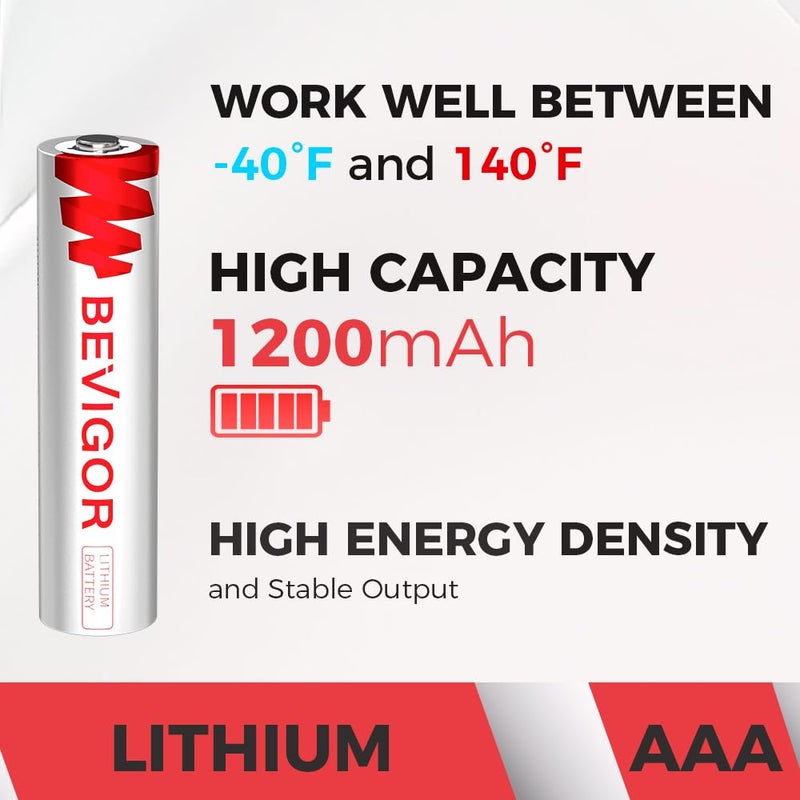 BEVIGOR AAA Lithium Batteries, 24Pack Lithium Iron Triple A Batteries, 1.5V 1200mAh Longer Lasting AAA Batteries for Flashlight, Toys, Remote Control, Non-Rechargeable - Image 2